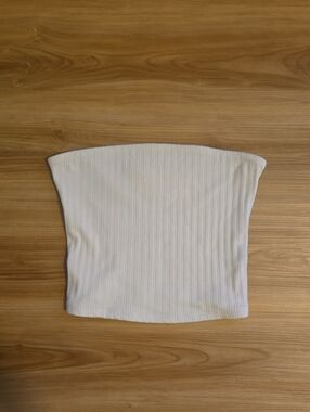 American Eagle Outfitters Cream Ribbed Strapless Tube Top